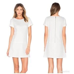 ALICE + OLIVIA Liv Dress White Drop Waist Textured Short Sleeve | 8